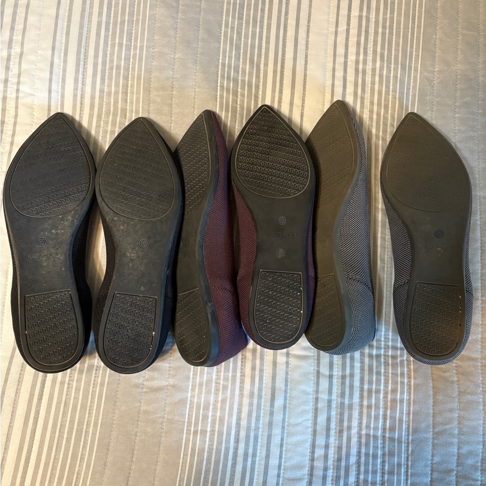 Rothy's Women's The Point Flats - Black, Purple, and Gray bundle, All Size 10 - Picture 2 of 8